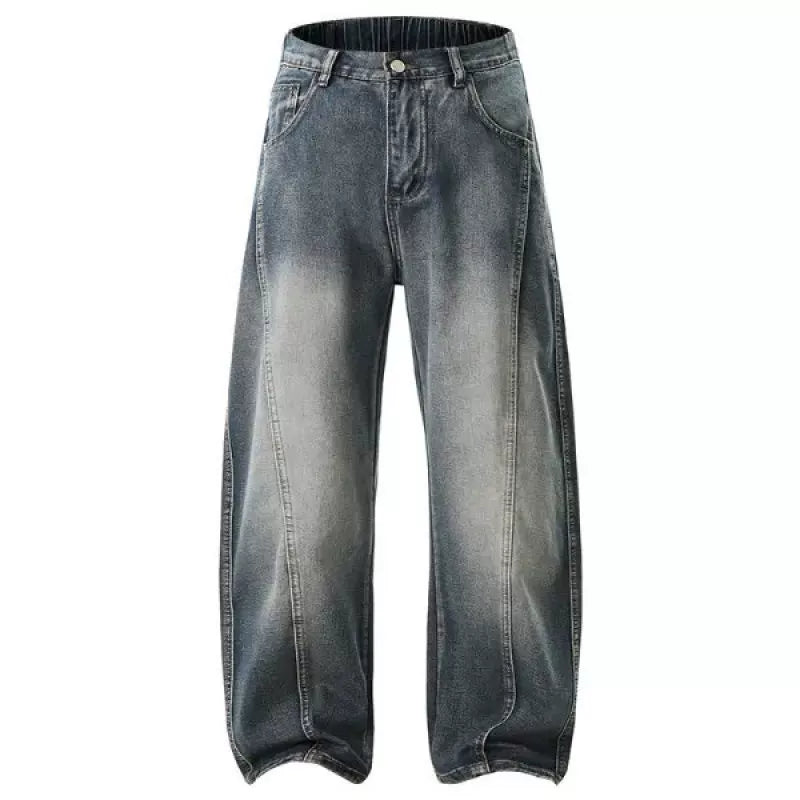 slightly fat wear washed retro trousers men loose black spring and autumn versatile large size scimitar jeans men