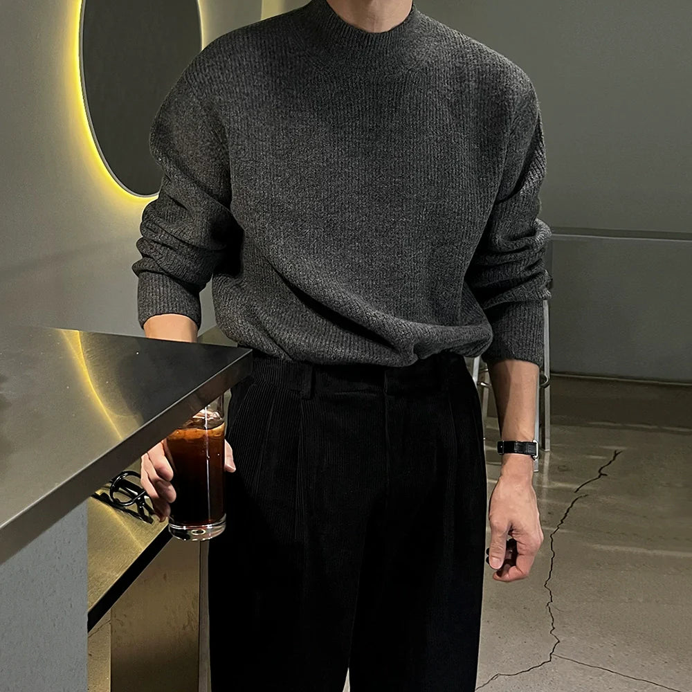 Semi-turtleneck pullover men's winter warm bottoming shirt Korean trend simple casual knitted sweater