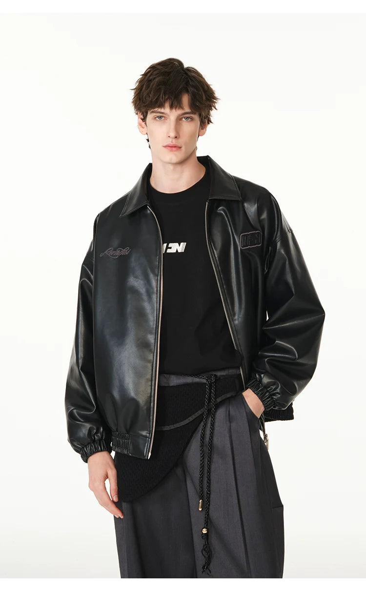 American cleanfit embossed double zipper biker jacket SIN0989