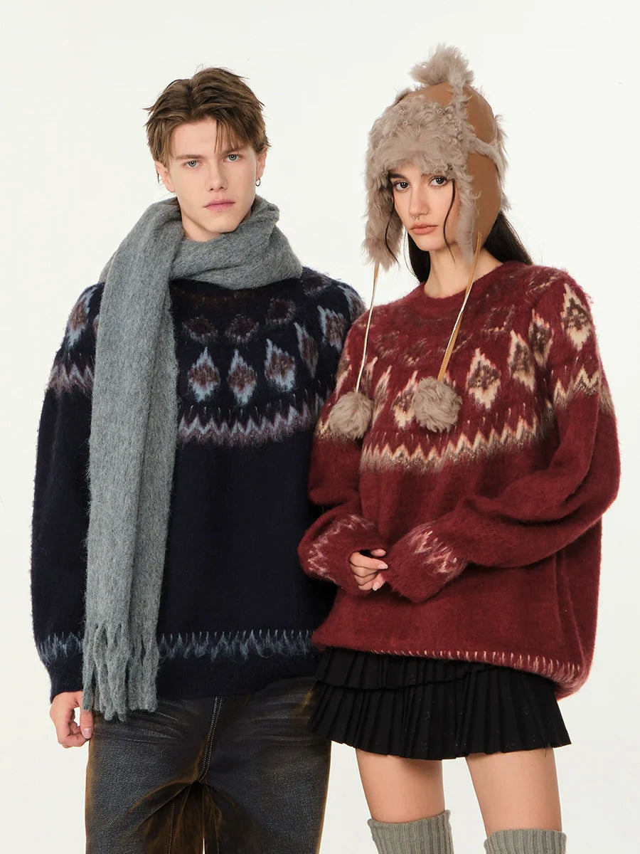 빈티지 자카드 스웨터 커플 스웨터 SIN0996