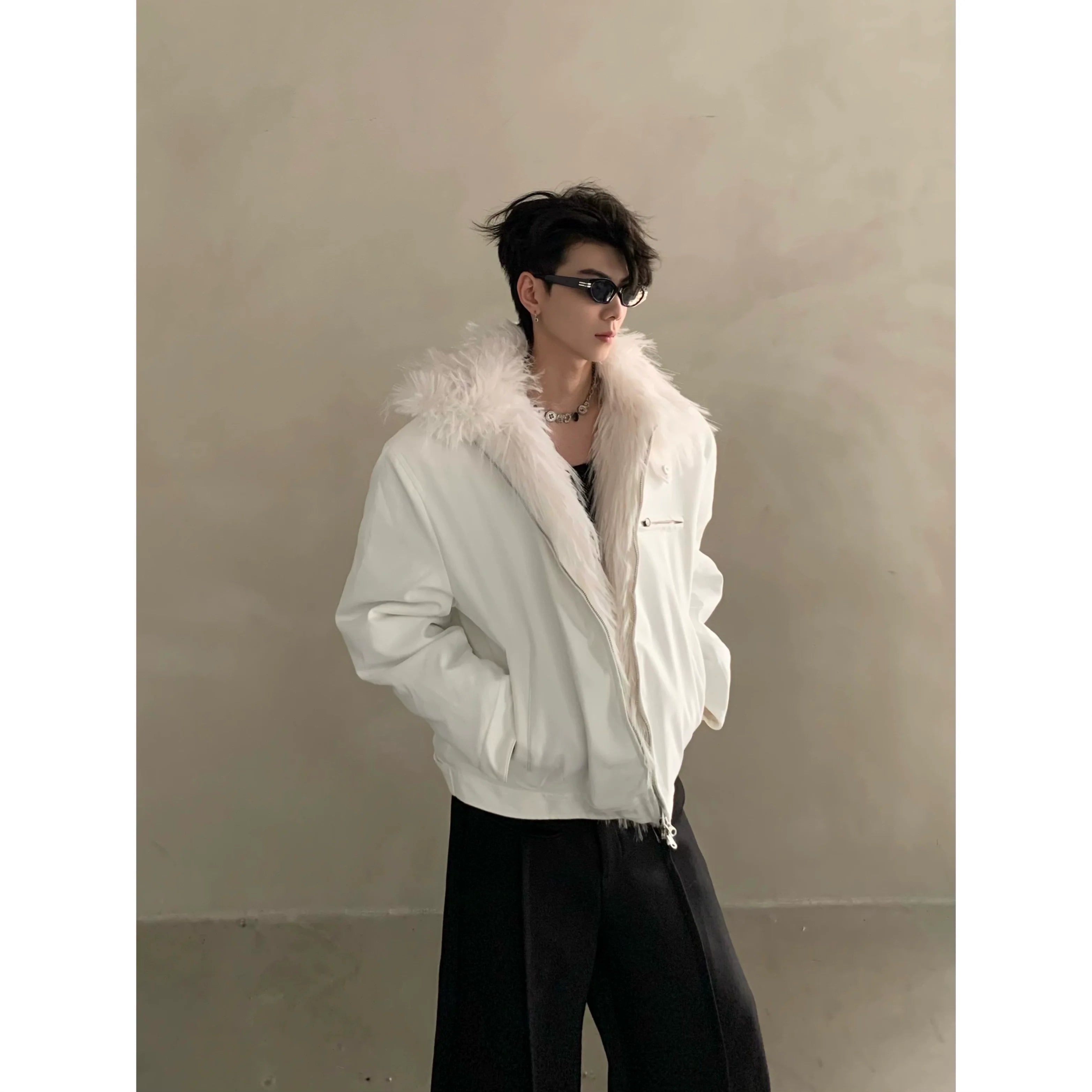 Winter niche mink fur collar seat mountain carved cotton-padded coat men's thickened warm high-end jacket jacket