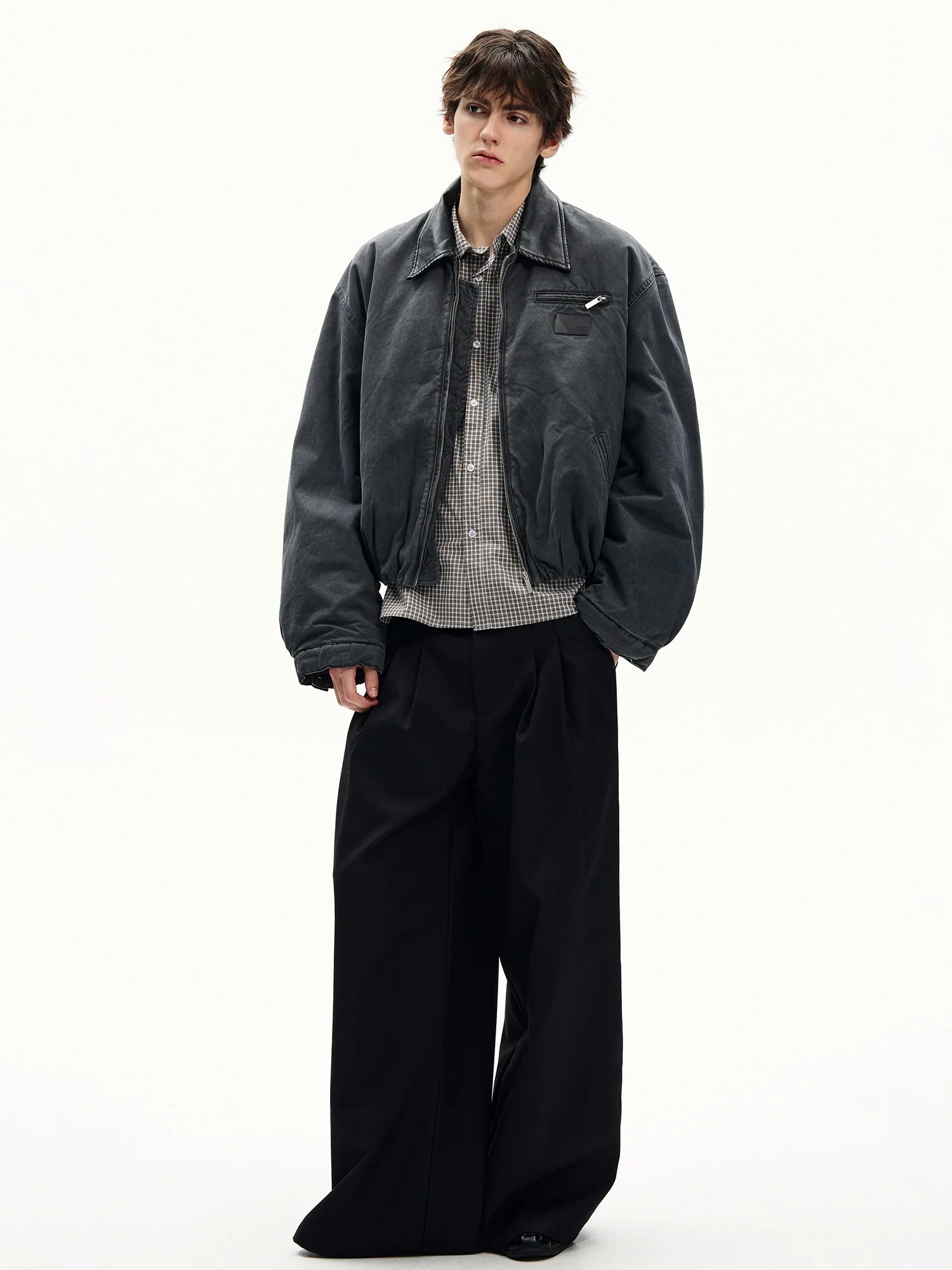 Vintage Contrast Lapel Pilot Padded Jacket SIN0978