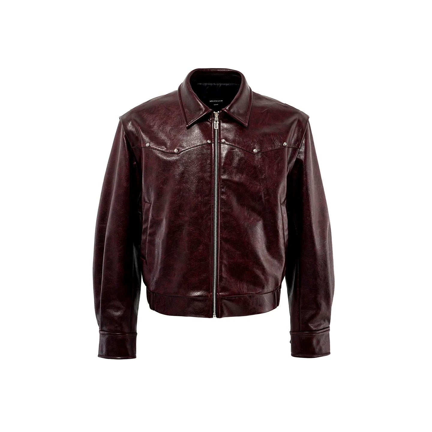 Court embossed silhouette PU leather short jacket men's lapel locomotive leather jacket autumn new