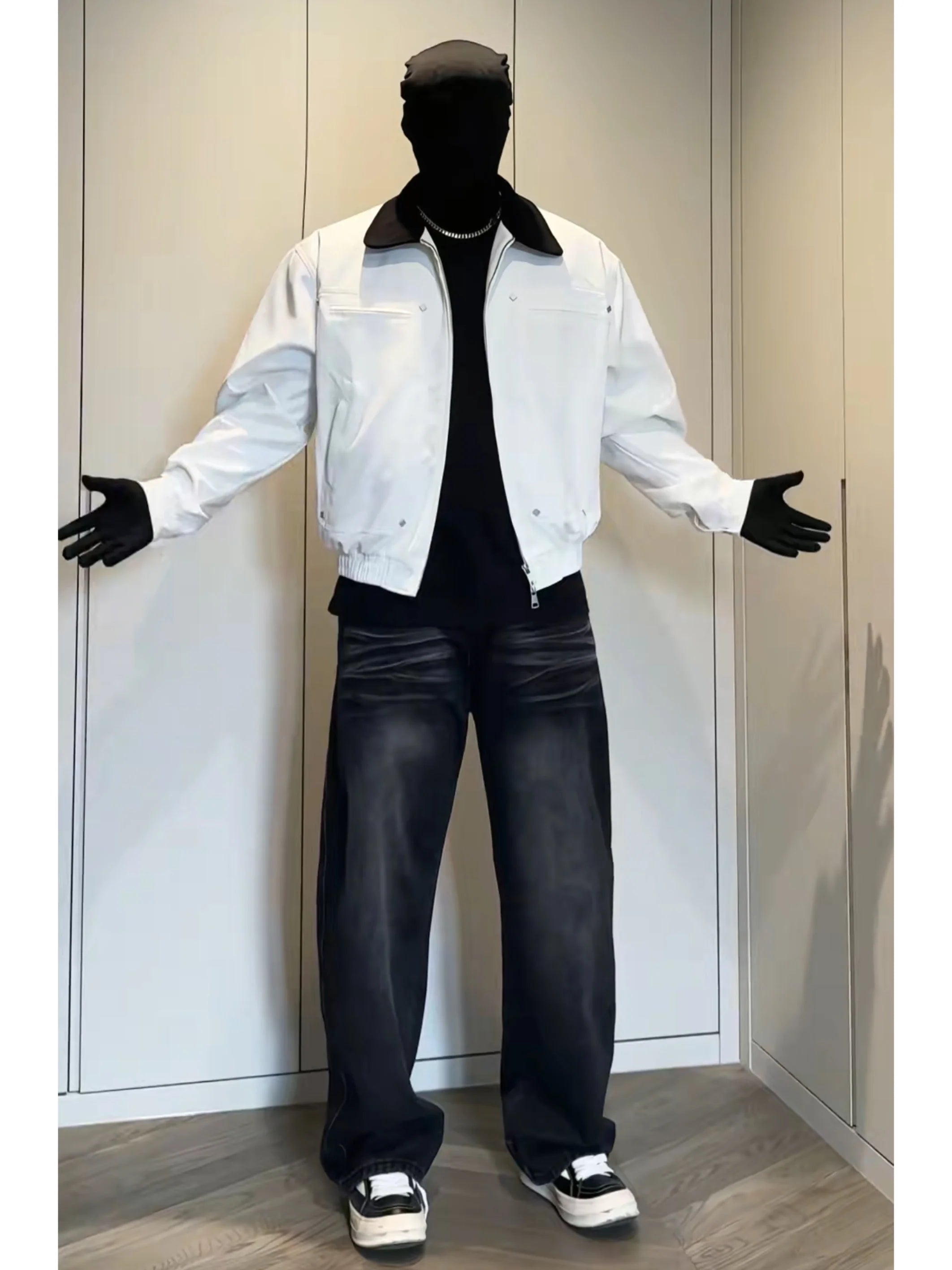 Lapel Vintage Jacket Washed Jacket White Jacket SIN0920