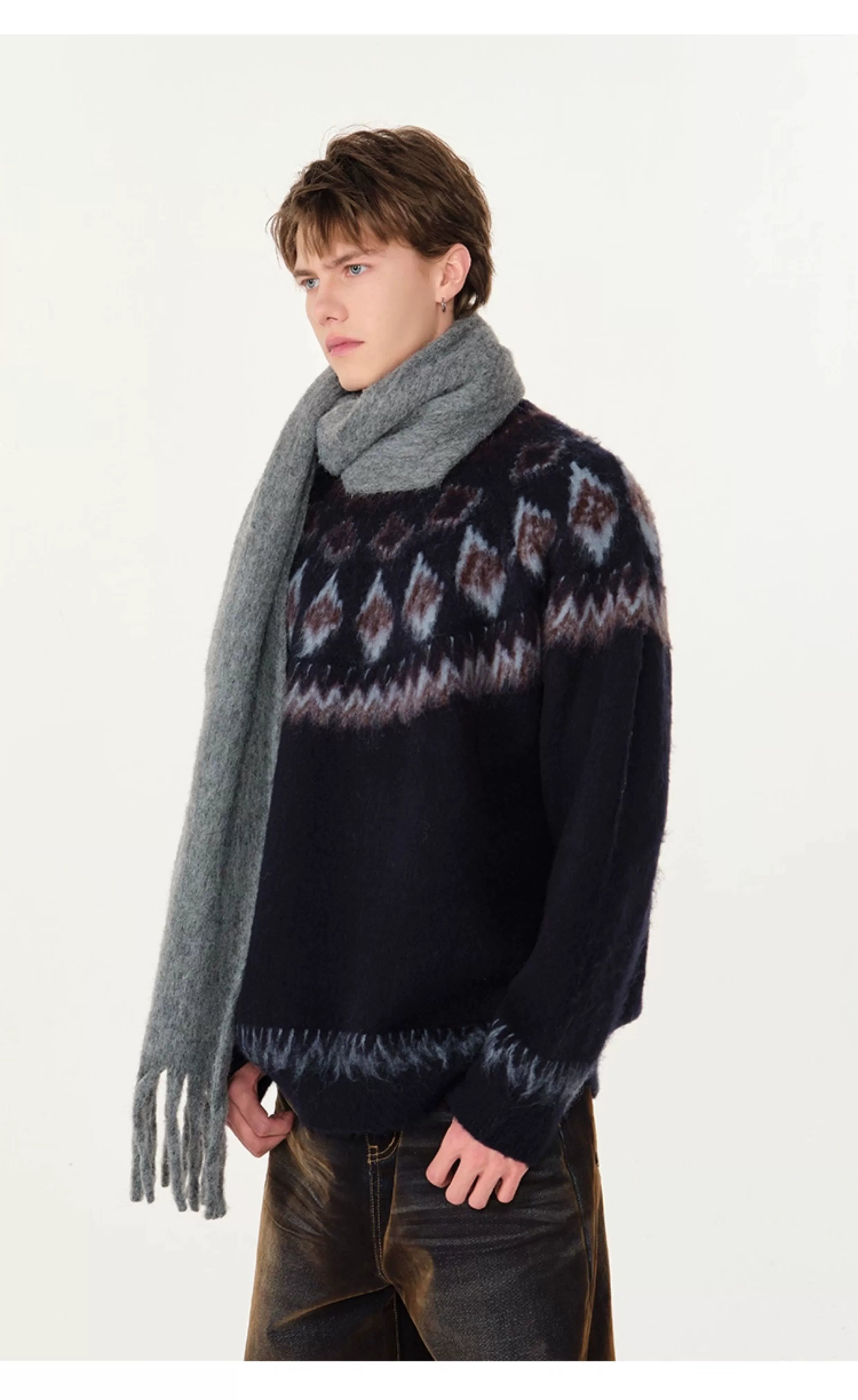 빈티지 자카드 스웨터 커플 스웨터 SIN0996