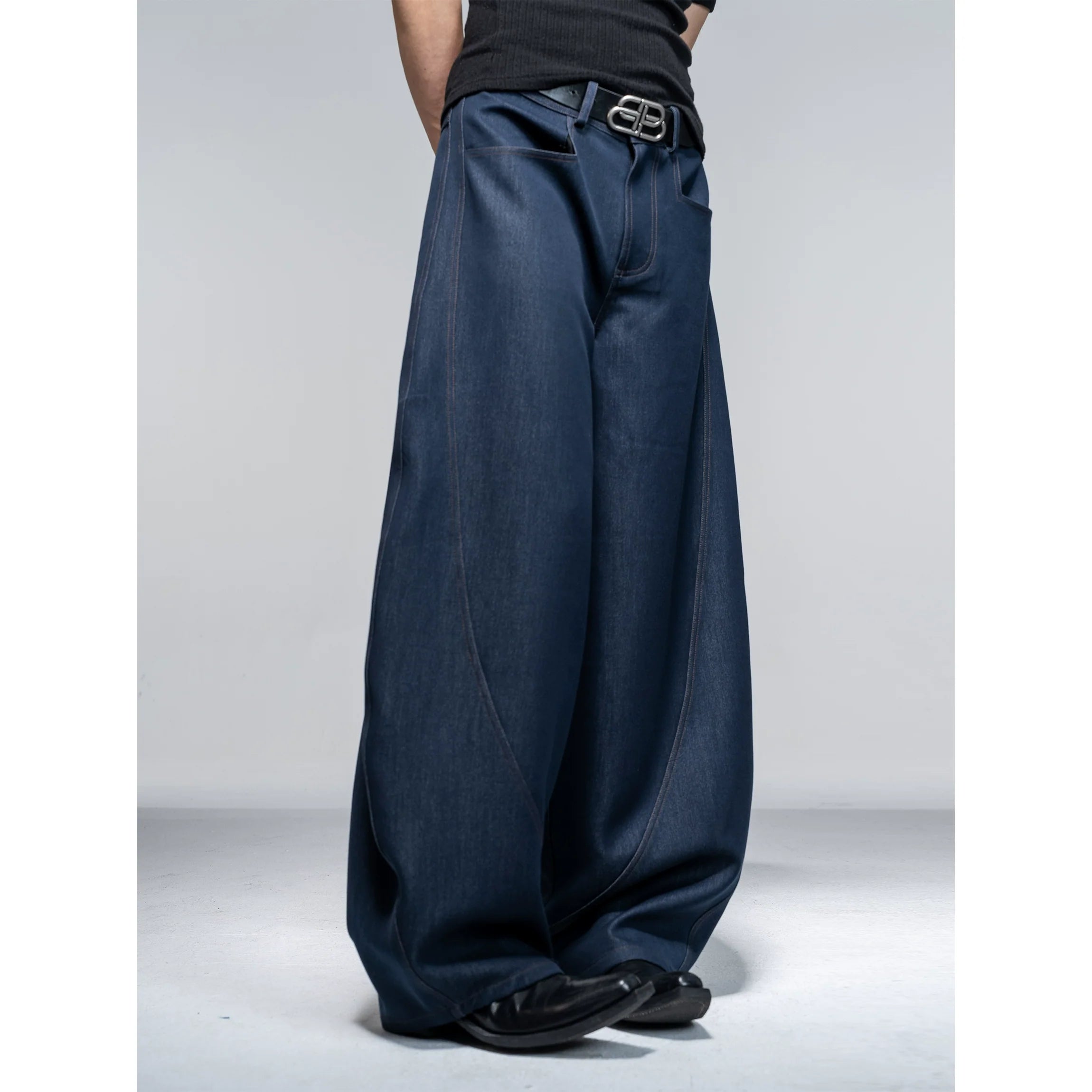 Leather shoulder pads American short jacket jacket men's deconstruction loose scimitar pants casual suit