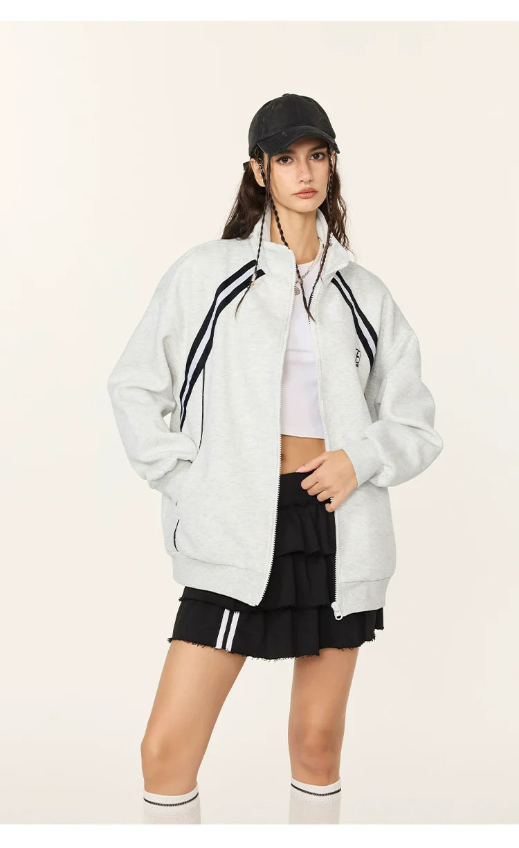 두꺼운 자수가 놓인 스웨터 캐주얼 재킷 SIN0986