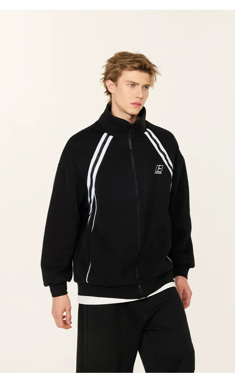 두꺼운 자수가 놓인 스웨터 캐주얼 재킷 SIN0986