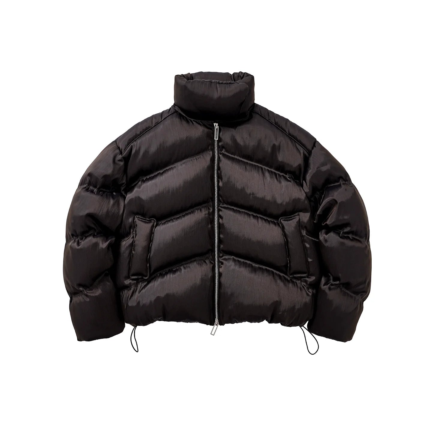 Heavy liquid metal texture white duck down thickened stand-up collar down jacket men and women the same winter coat