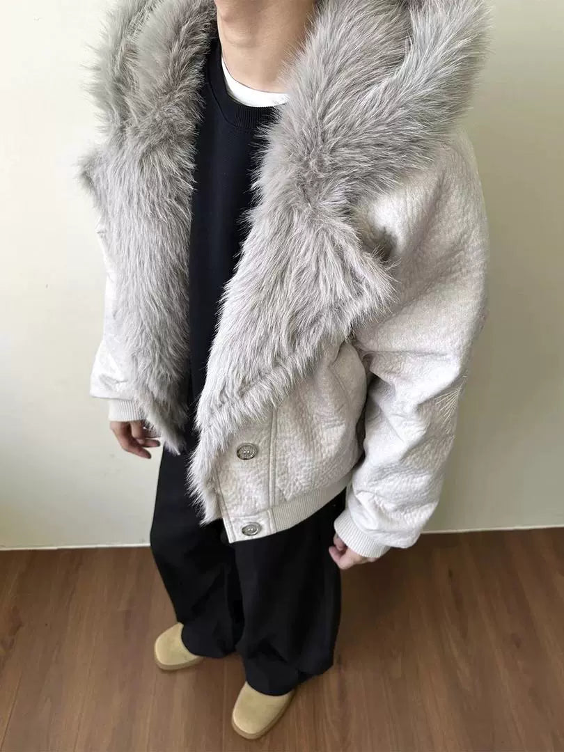 스카이울프 마운틴 카빙 퍼 칼라 코튼 재킷 남녀공용 겨울 플리스 두꺼운 루즈핏 후드 재킷 코튼 재킷