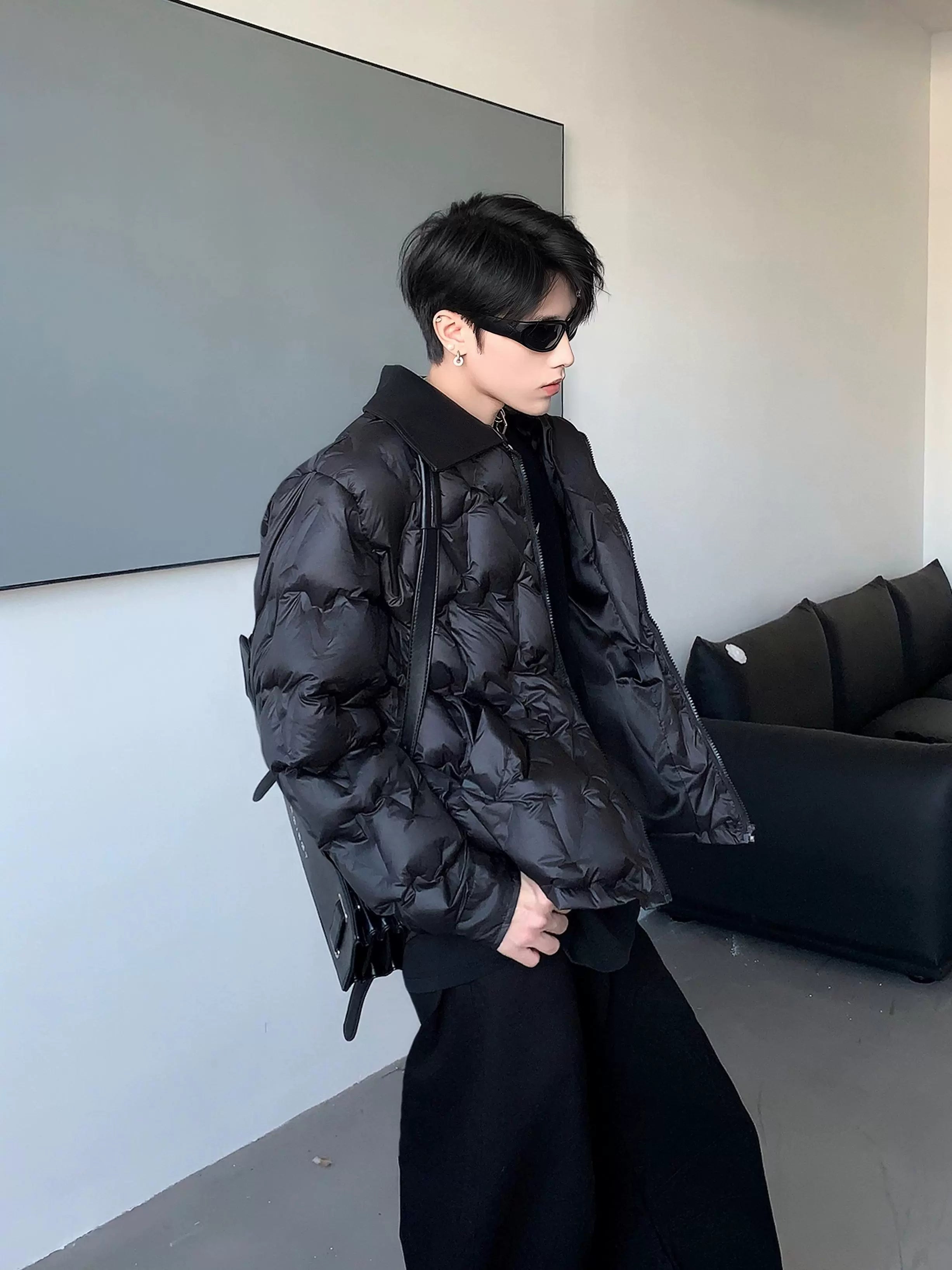 Large lapel high sense cleanfit cotton jacket men's winter design sense thickened cotton jacket