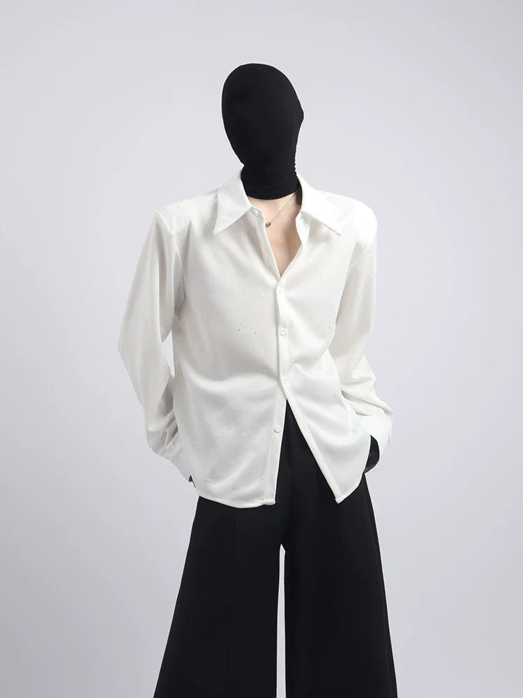 블랙 의류 프리미엄 감각 니치 디자인 스팽글 셔츠 남성 러피안 핸섬 프라이드 스트리트 캐주얼 긴팔 셔츠