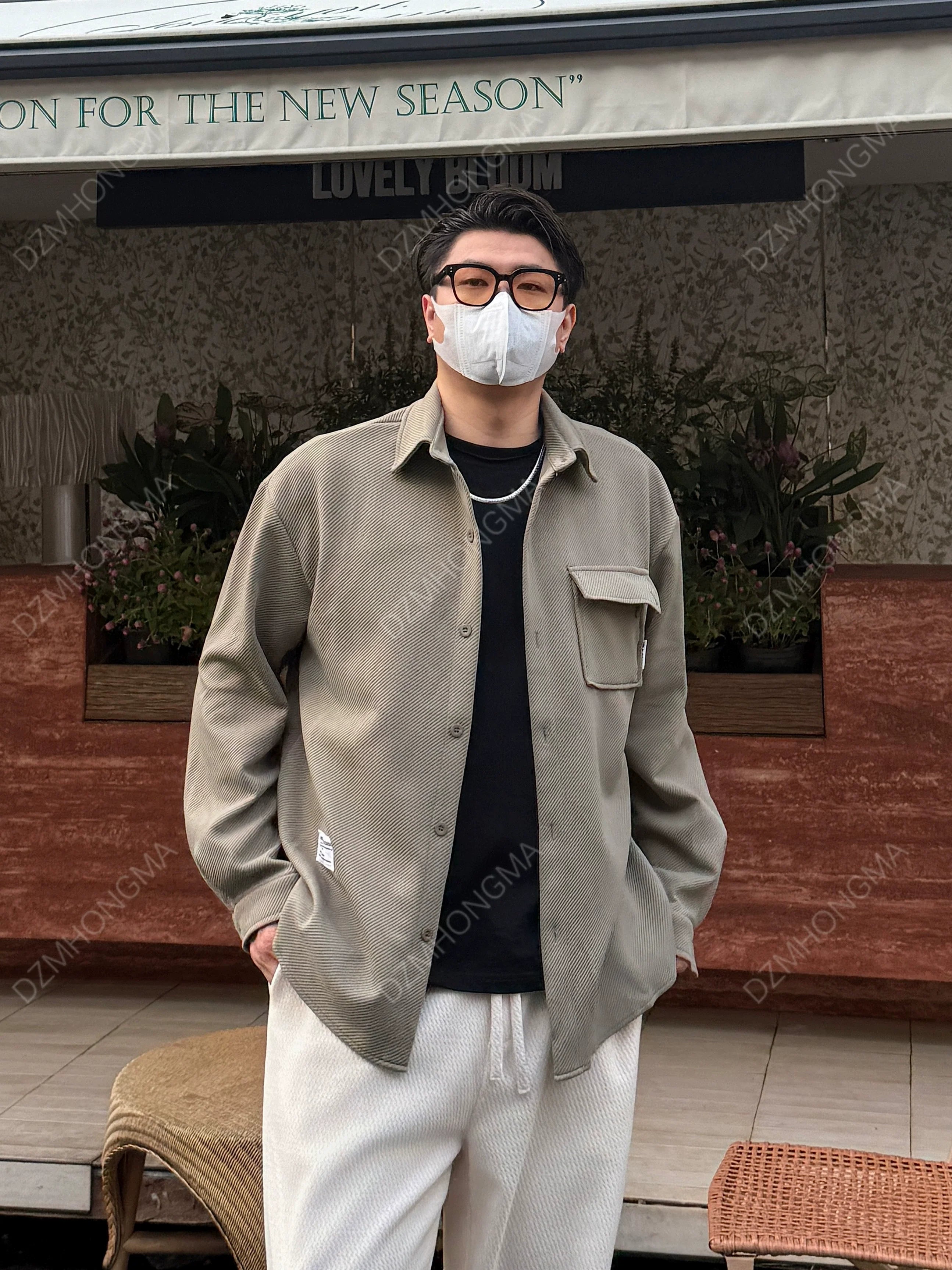 레트로 남성 셔츠 가을 상의 한국 버전 캐주얼 가을 트렌드 포켓 트윌 긴팔 셔츠