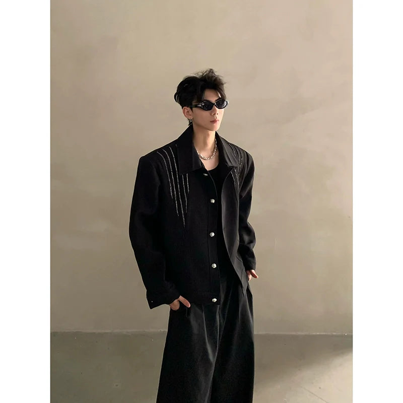 가을/겨울 니치 하이엔드 라이트 럭셔리 핫 다이아몬드 디자인 숄더 패딩 재킷 남성용 러피안 핸섬 탑 트렌드