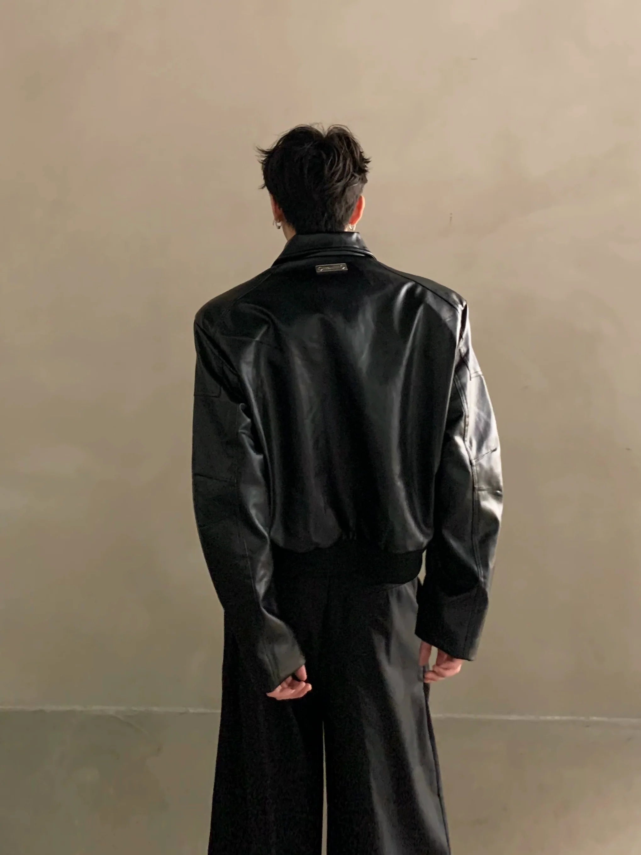 Niche deconstruction zipper design jacket premium American gallery cleanfit leather jacket