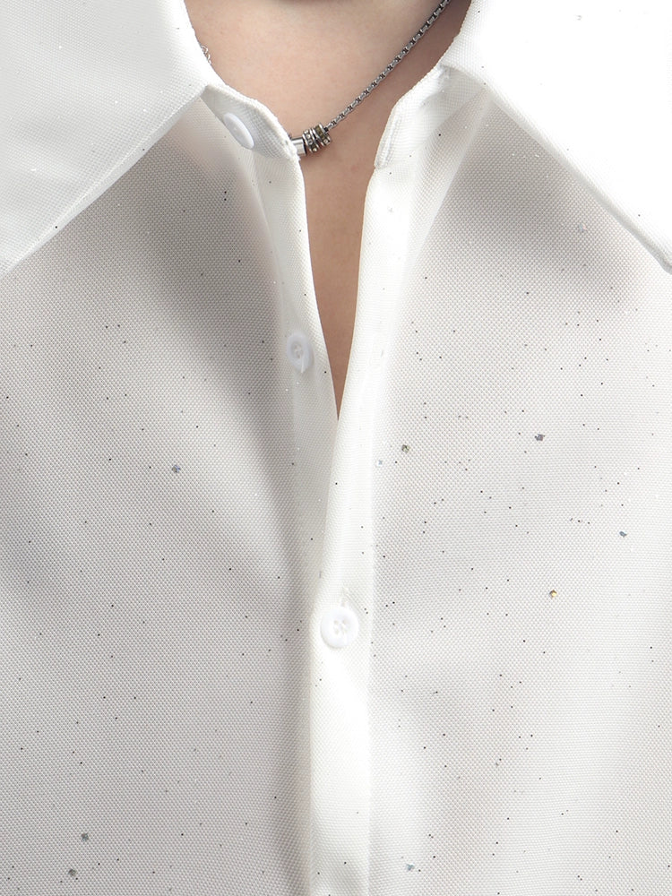 블랙 의류 프리미엄 감각 니치 디자인 스팽글 셔츠 남성 러피안 핸섬 프라이드 스트리트 캐주얼 긴팔 셔츠