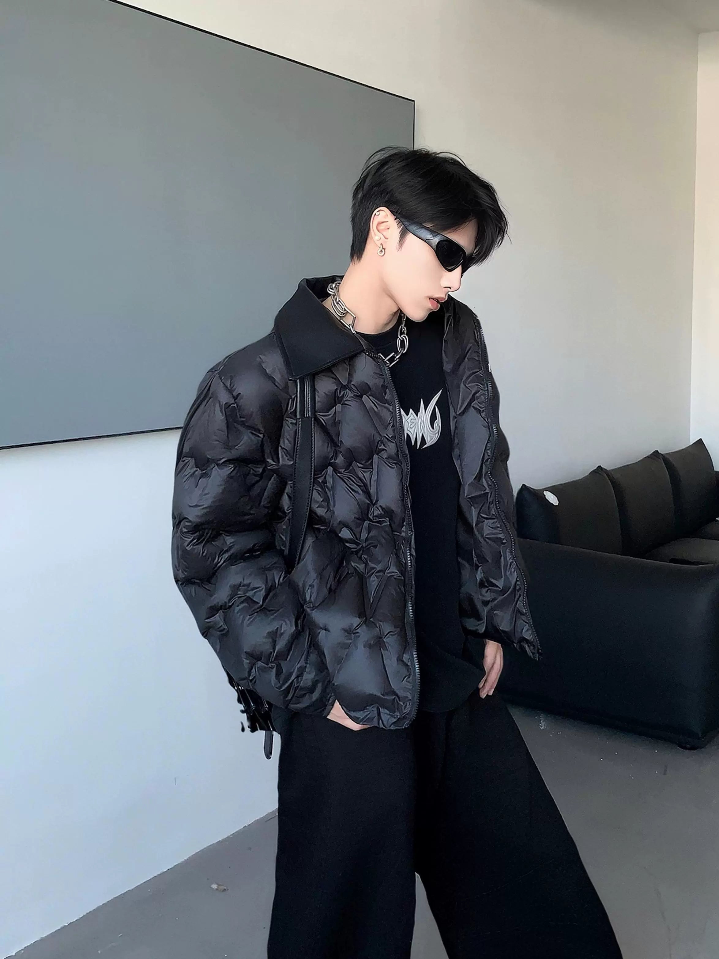 Large lapel high sense cleanfit cotton jacket men's winter design sense thickened cotton jacket