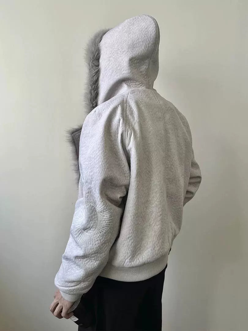 스카이울프 마운틴 카빙 퍼 칼라 코튼 재킷 남녀공용 겨울 플리스 두꺼운 루즈핏 후드 재킷 코튼 재킷