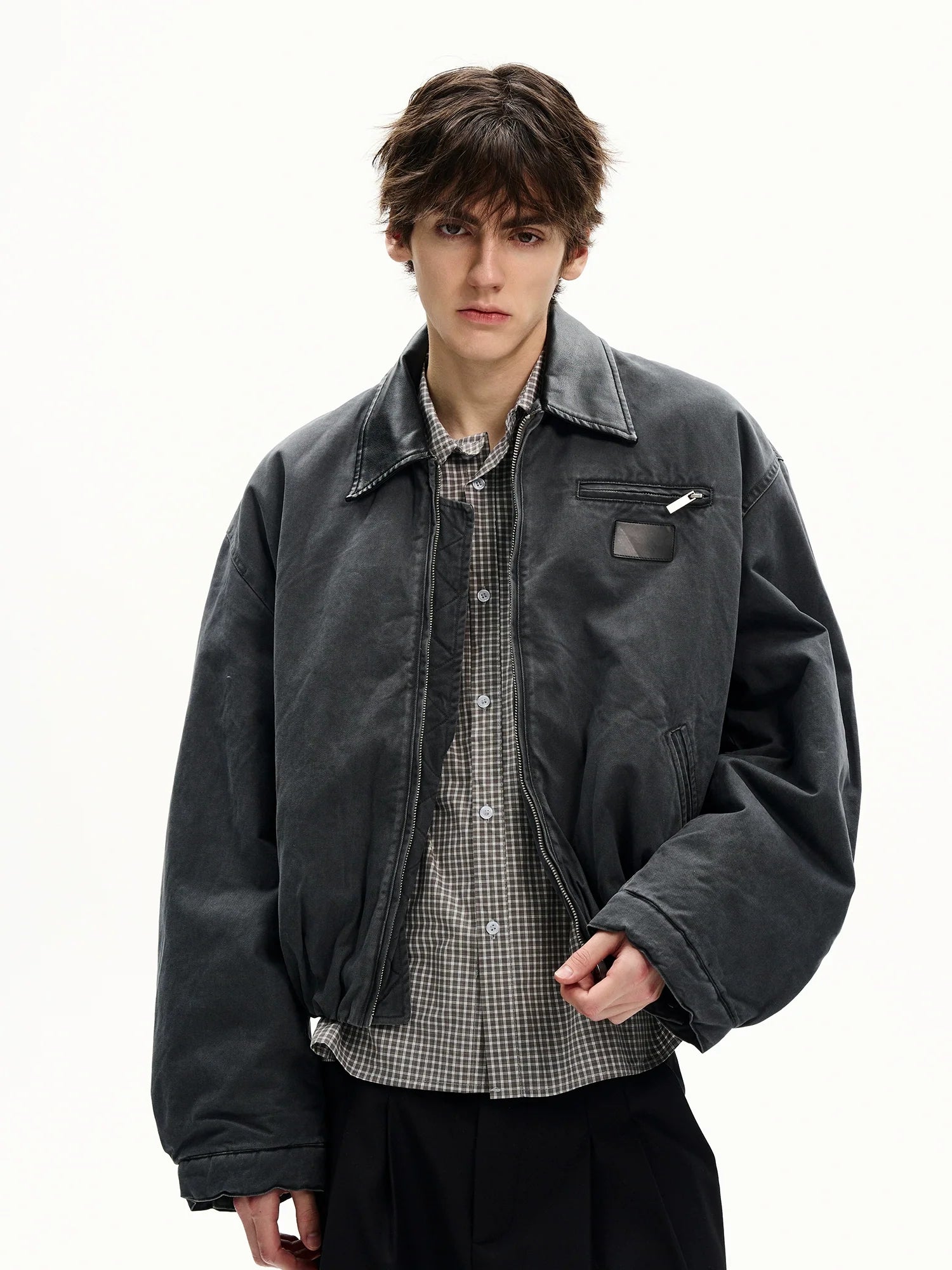 Vintage Contrast Lapel Pilot Padded Jacket SIN0978