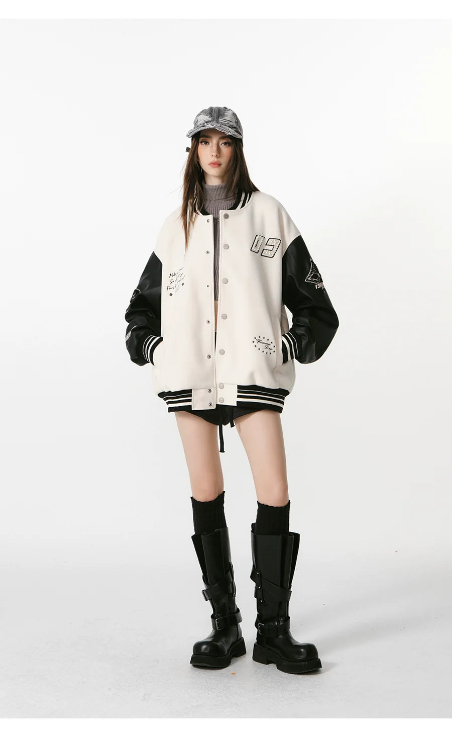 자수 장식 빈티지 야구 재킷 SIN0995