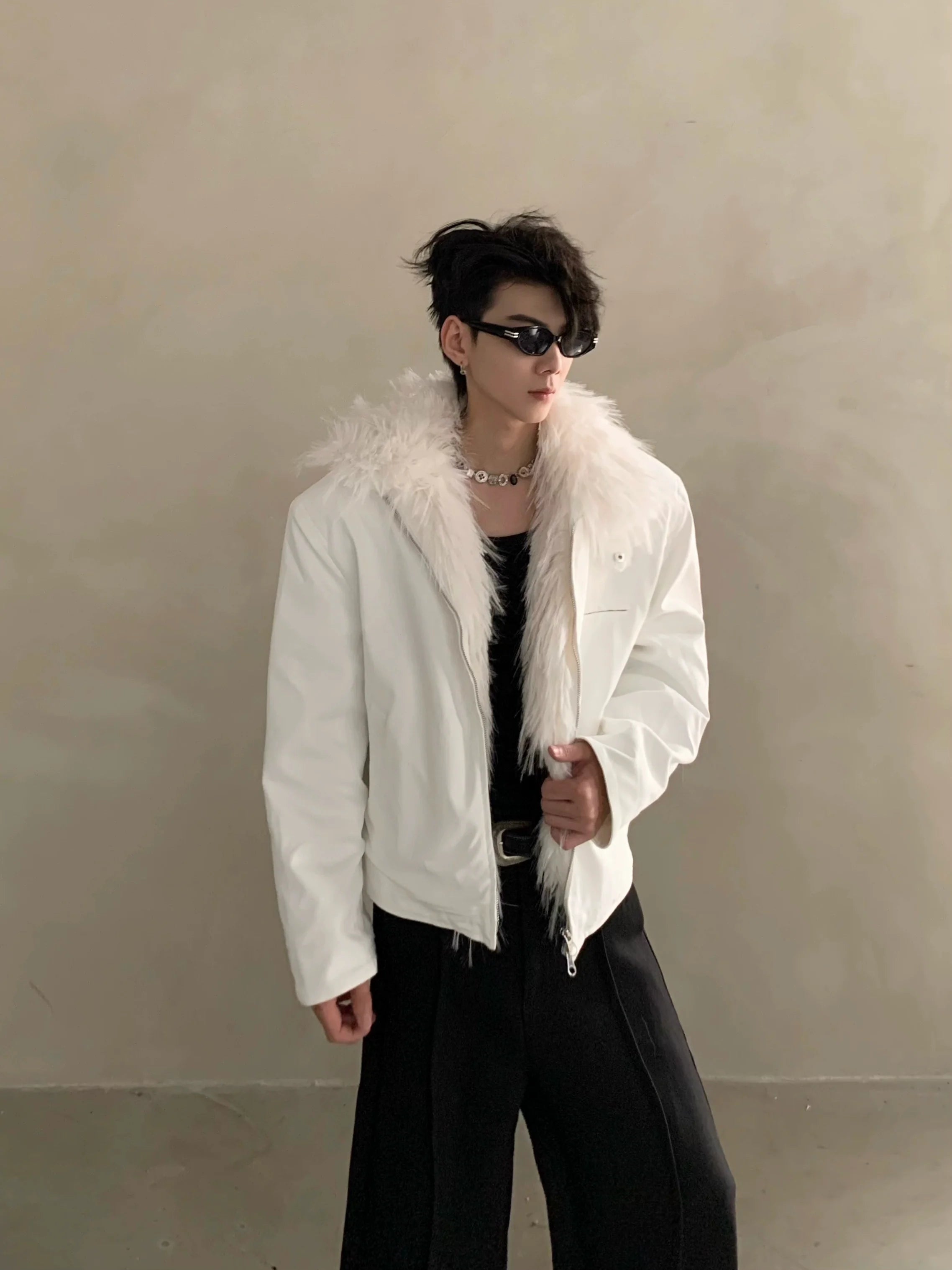 Winter niche mink fur collar seat mountain carved cotton-padded coat men's thickened warm high-end jacket jacket