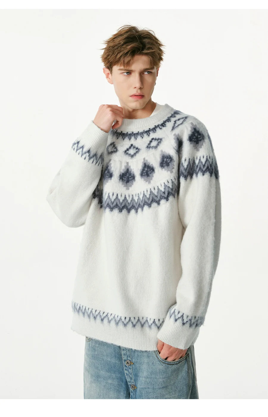 빈티지 자카드 스웨터 커플 스웨터 SIN0996