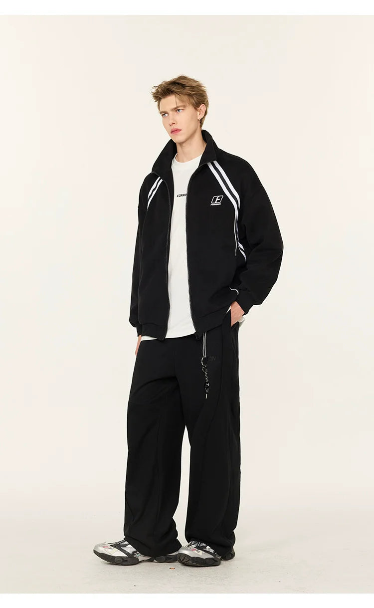 두꺼운 자수가 놓인 스웨터 캐주얼 재킷 SIN0986