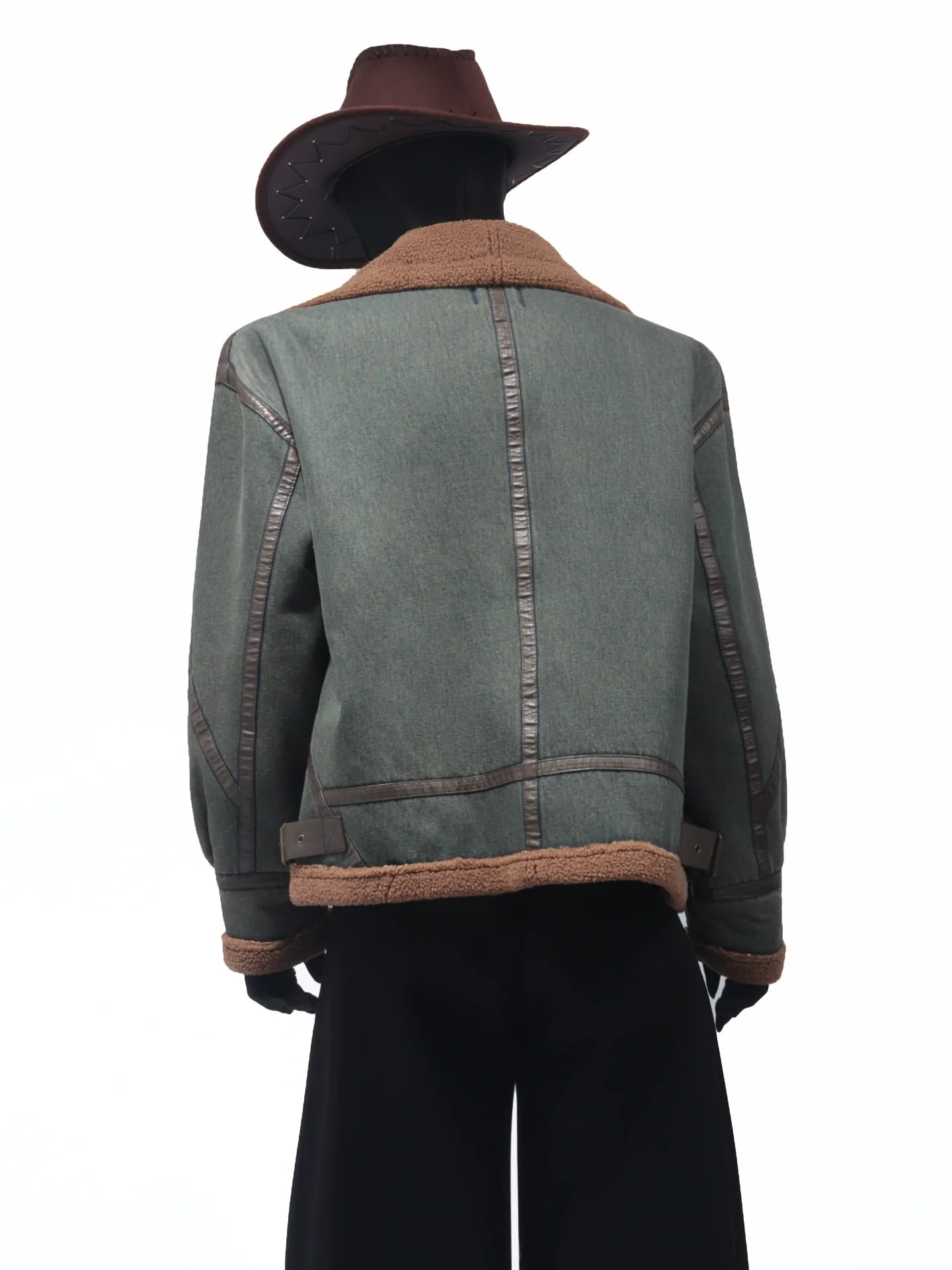 American retro lamb wool old design jacket fur integrated fleece lapel jacket men