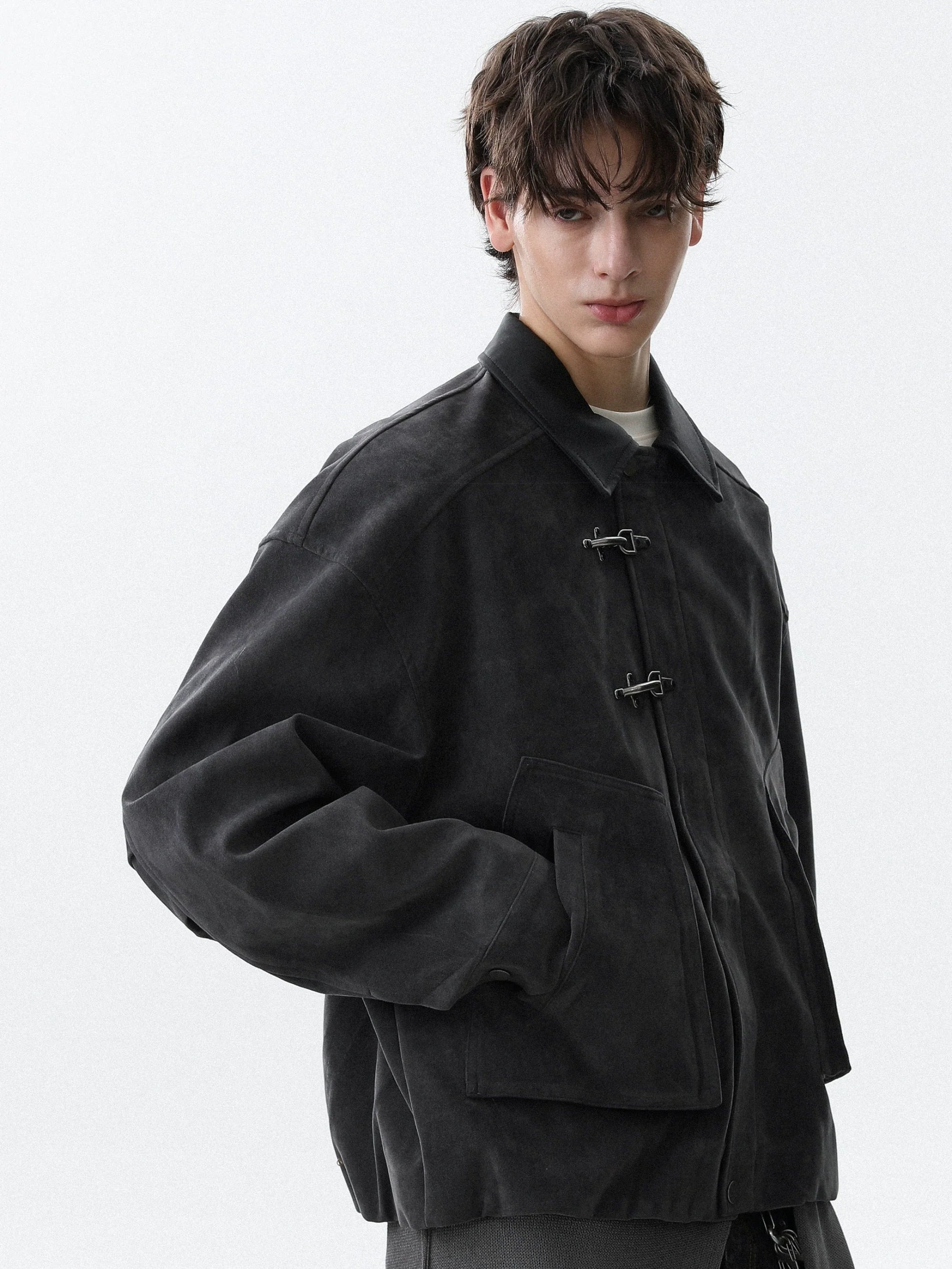 미국 레트로 캐시미어 숏 라펠 가을 코트, 남성용 고급 트렌디 브랜드 러피안 핸섬 스웨이드 재킷