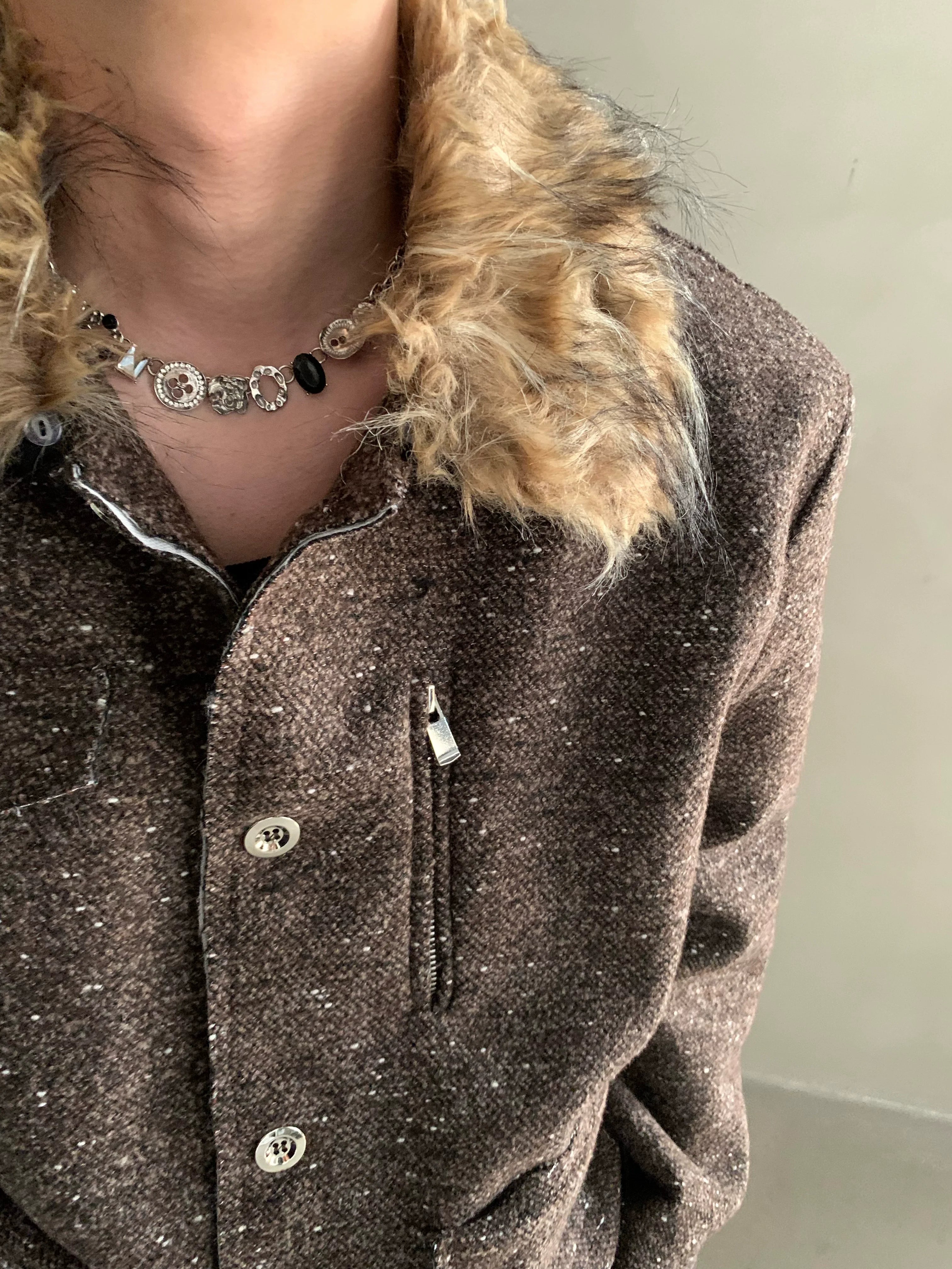 Winter niche light luxury fur collar shoulder padded small fragrant jacket men's high-end short padded jacket