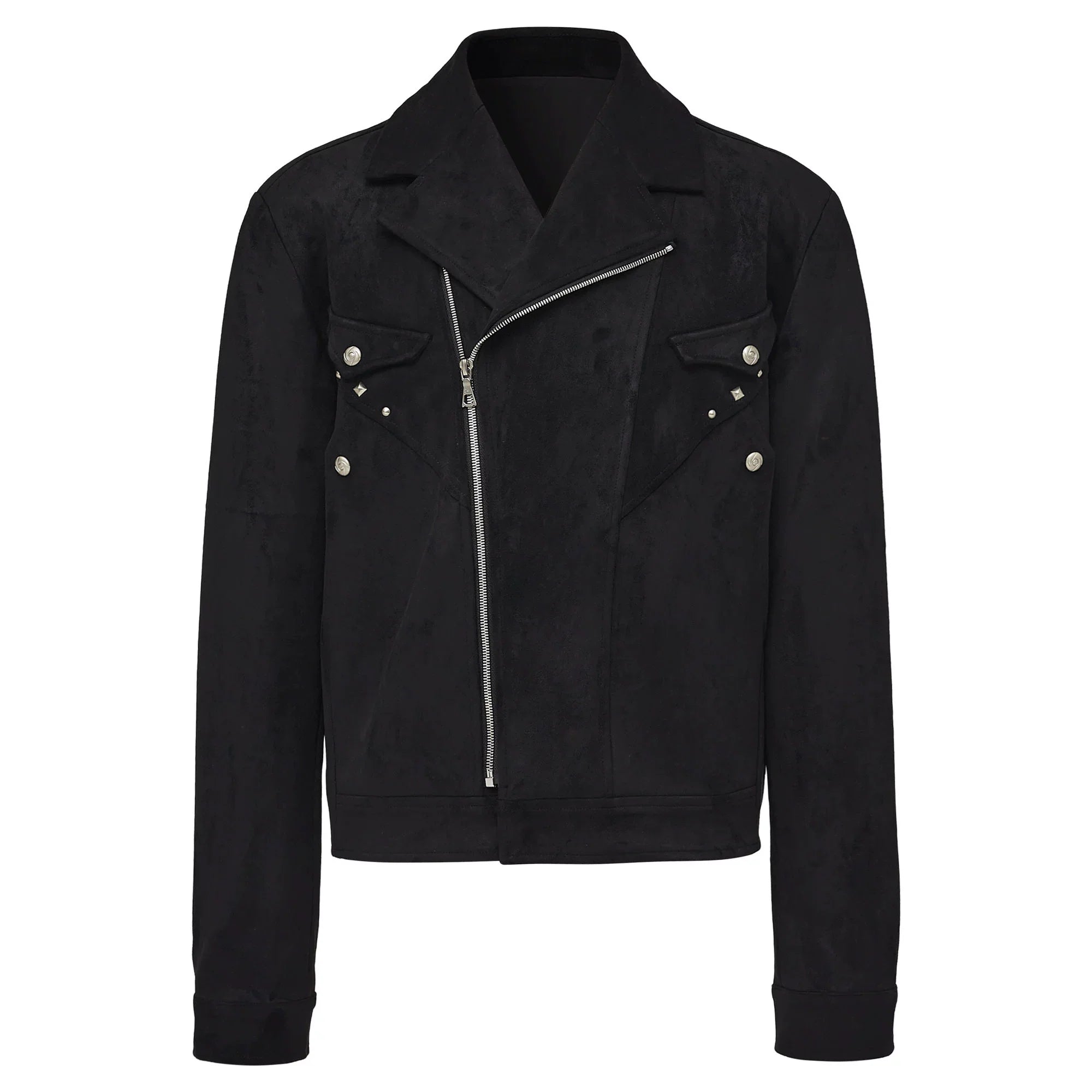 Suede Western "Rivet Short Wide Gun Barge Collar Versatile Boxy Deconstructed Suede Jacket