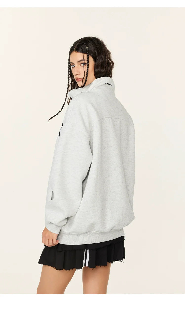 두꺼운 자수가 놓인 스웨터 캐주얼 재킷 SIN0986