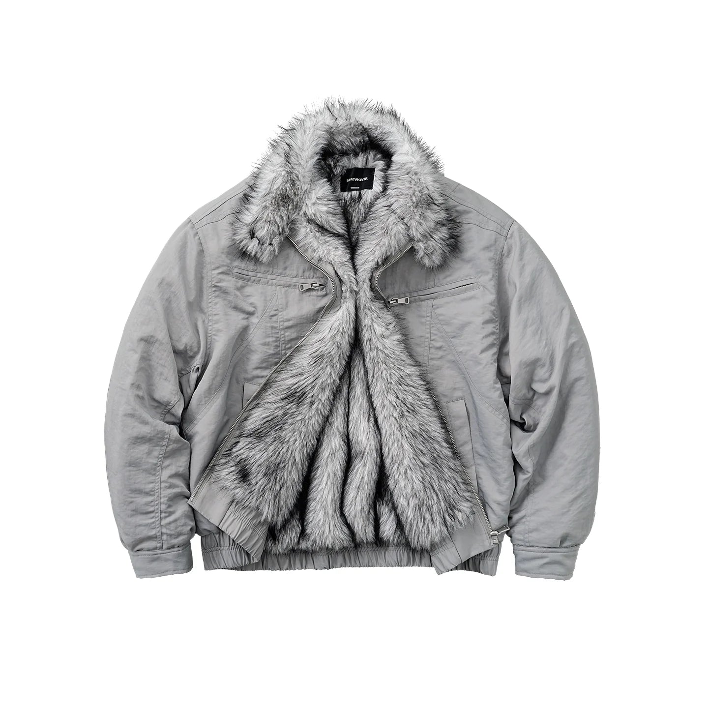 Vintage autumn and winter mountain carving jacket, imitation wolf hair Harrington deconstructed cotton coat for men and women