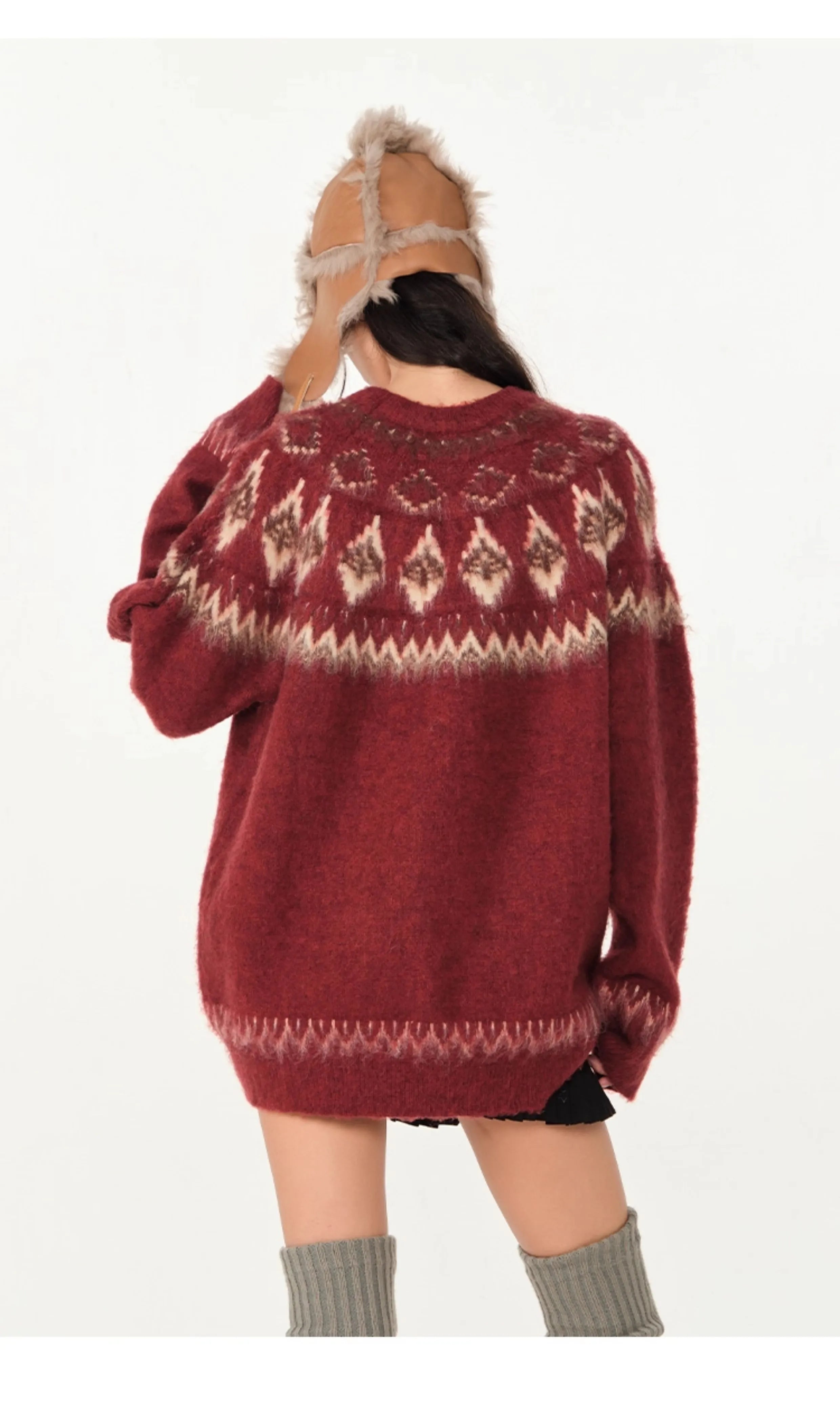 빈티지 자카드 스웨터 커플 스웨터 SIN0996