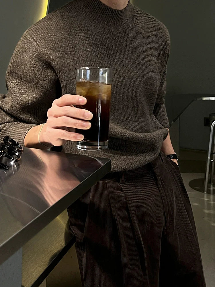 Semi-turtleneck pullover men's winter warm bottoming shirt Korean trend simple casual knitted sweater