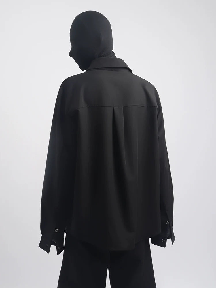 High-end ruffian handsome tie decorative shirt men's solid color versatile fashion men's shirt