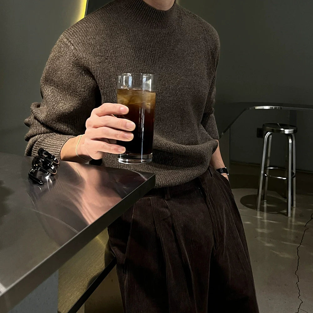 Semi-turtleneck pullover men's winter warm bottoming shirt Korean trend simple casual knitted sweater