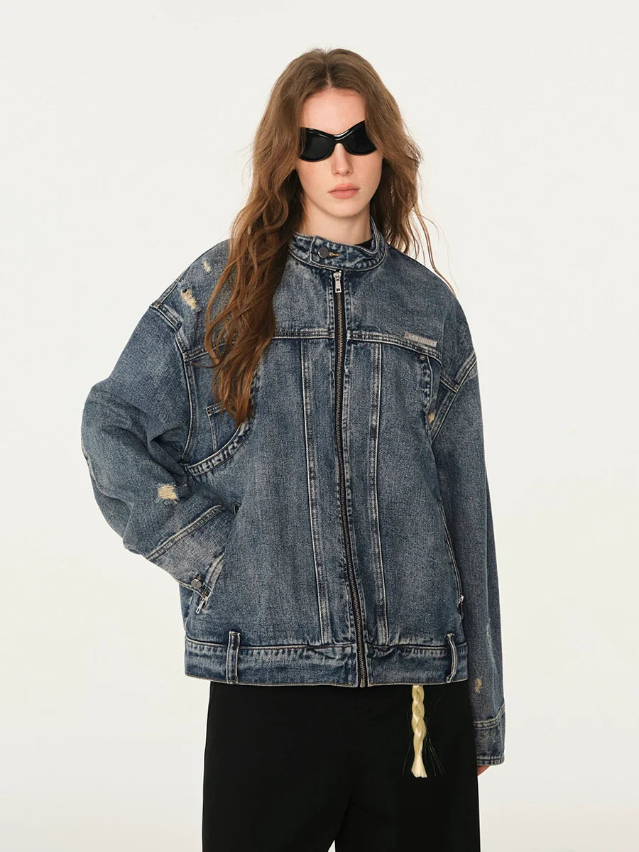 American high street cleanfit flip-flop denim jacket SIN0990