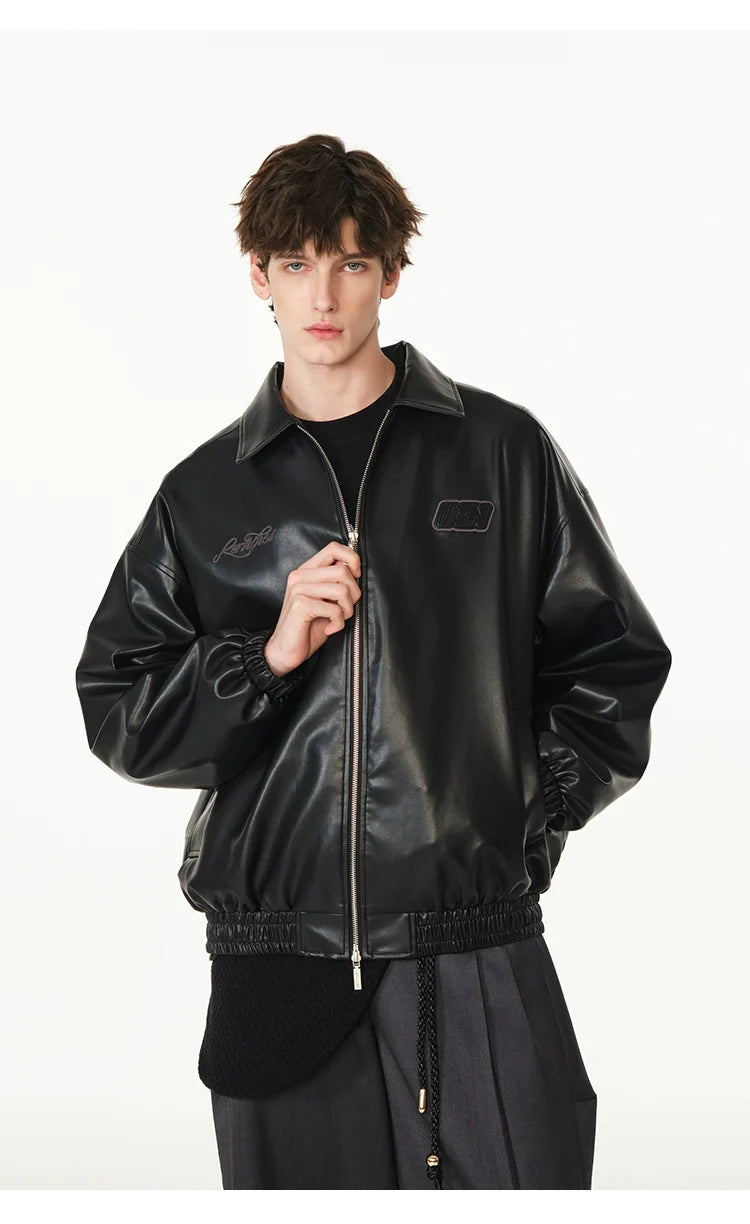 American cleanfit embossed double zipper biker jacket SIN0989