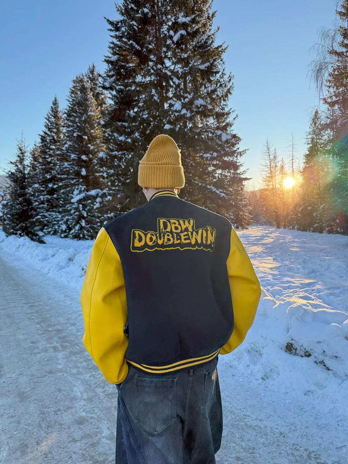 American contrasting leather baseball jersey men's personality silhouette wide shoulder short jacket jacket tide