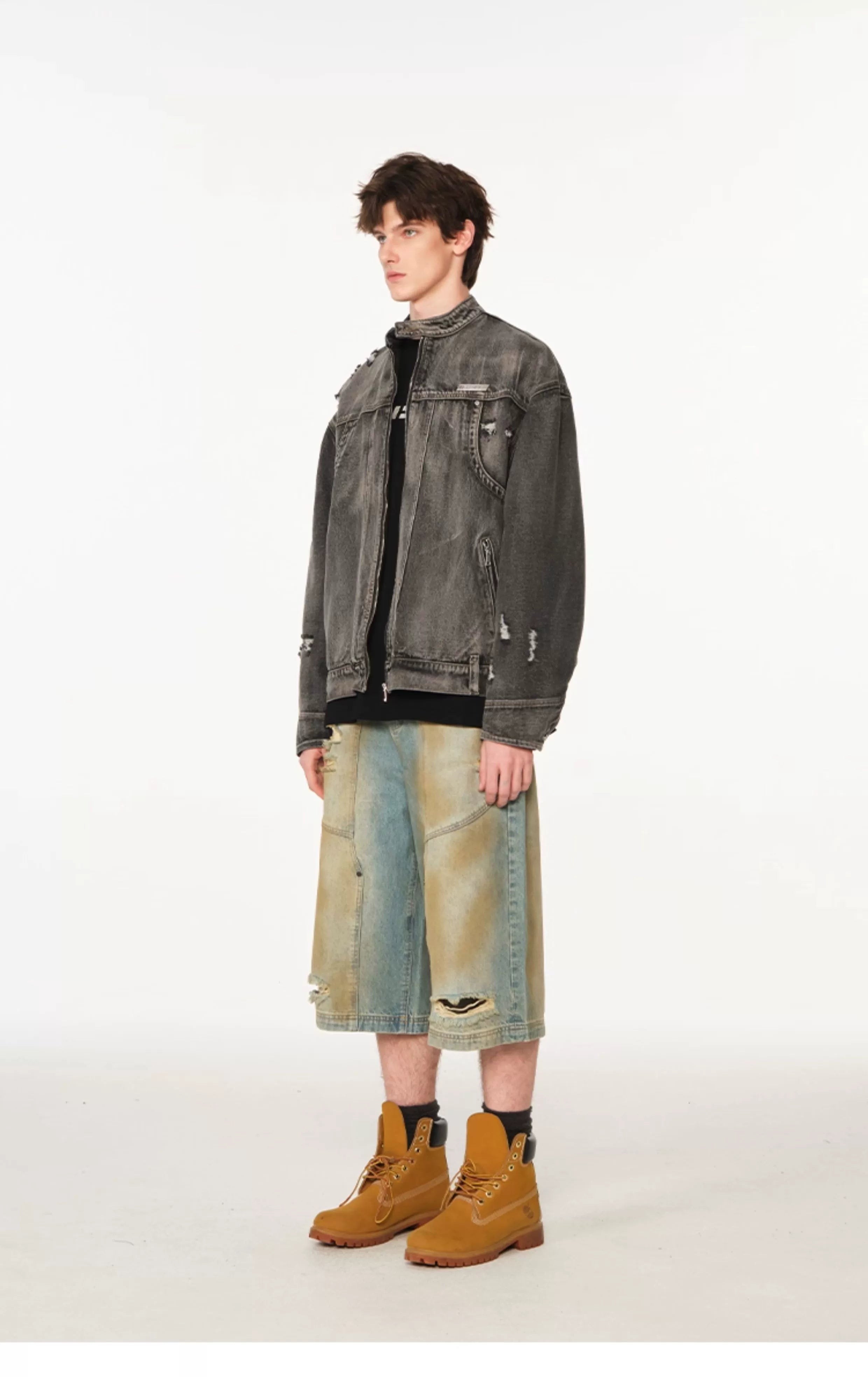 American high street cleanfit flip-flop denim jacket SIN0990