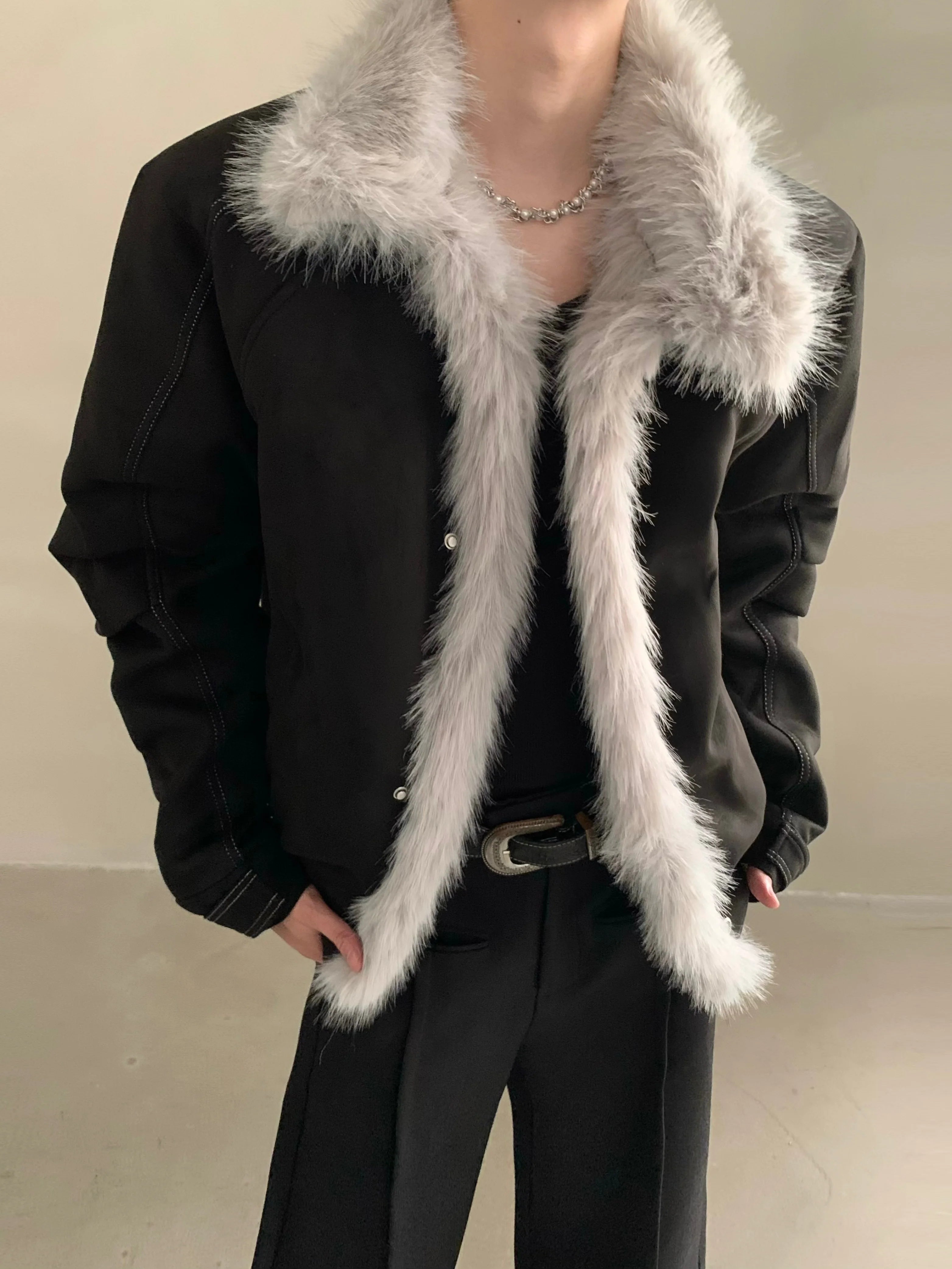 Winter niche high-end sense big fur collar seat mountain carving coat men's thickened warm jacket cotton clothes tide