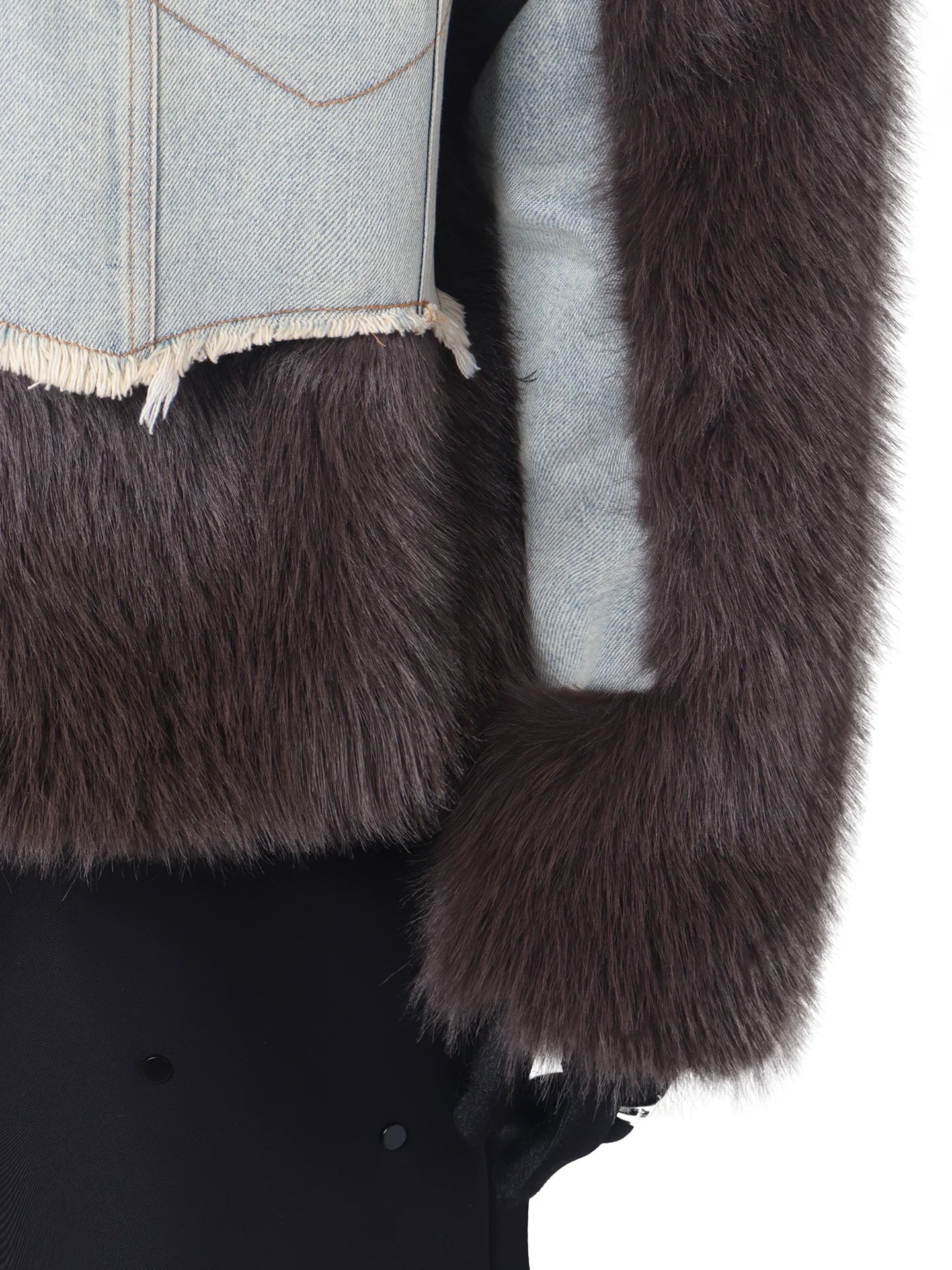 Mountain carving series splicing denim jacket men's autumn and winter light luxury plush imitation mink jacket