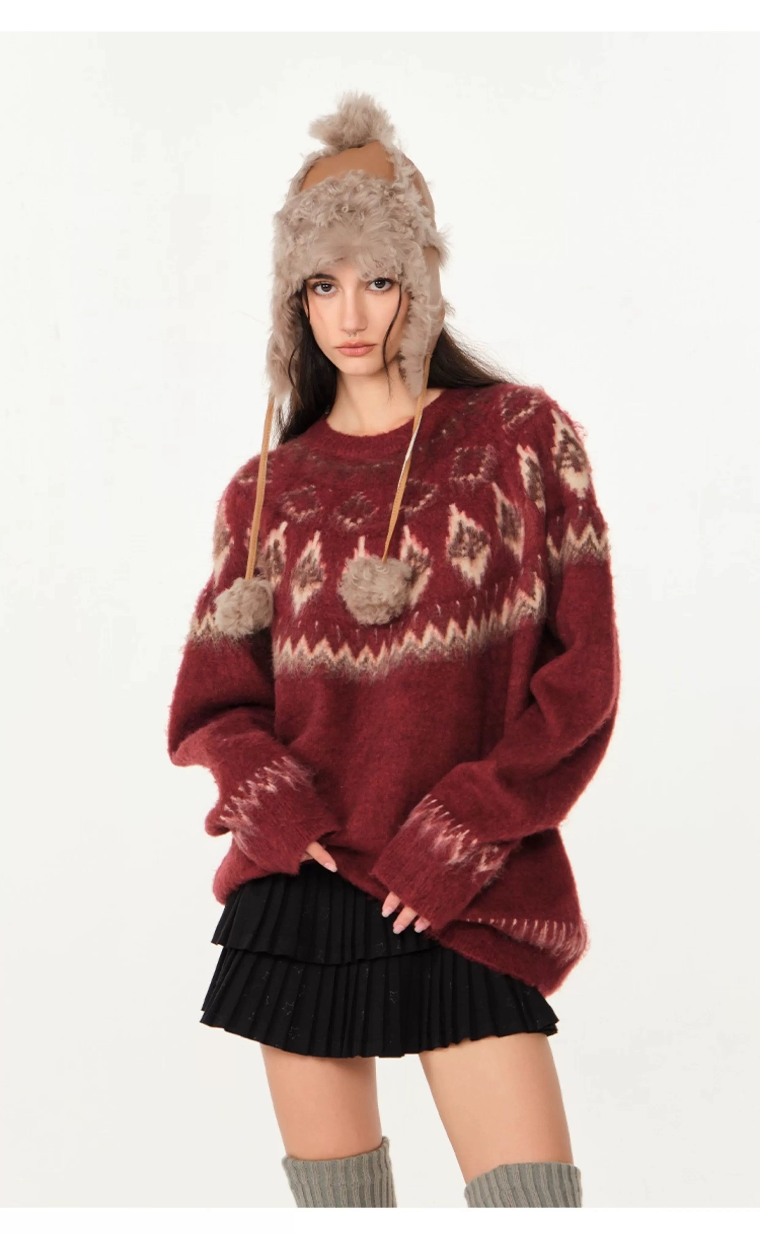 빈티지 자카드 스웨터 커플 스웨터 SIN0996