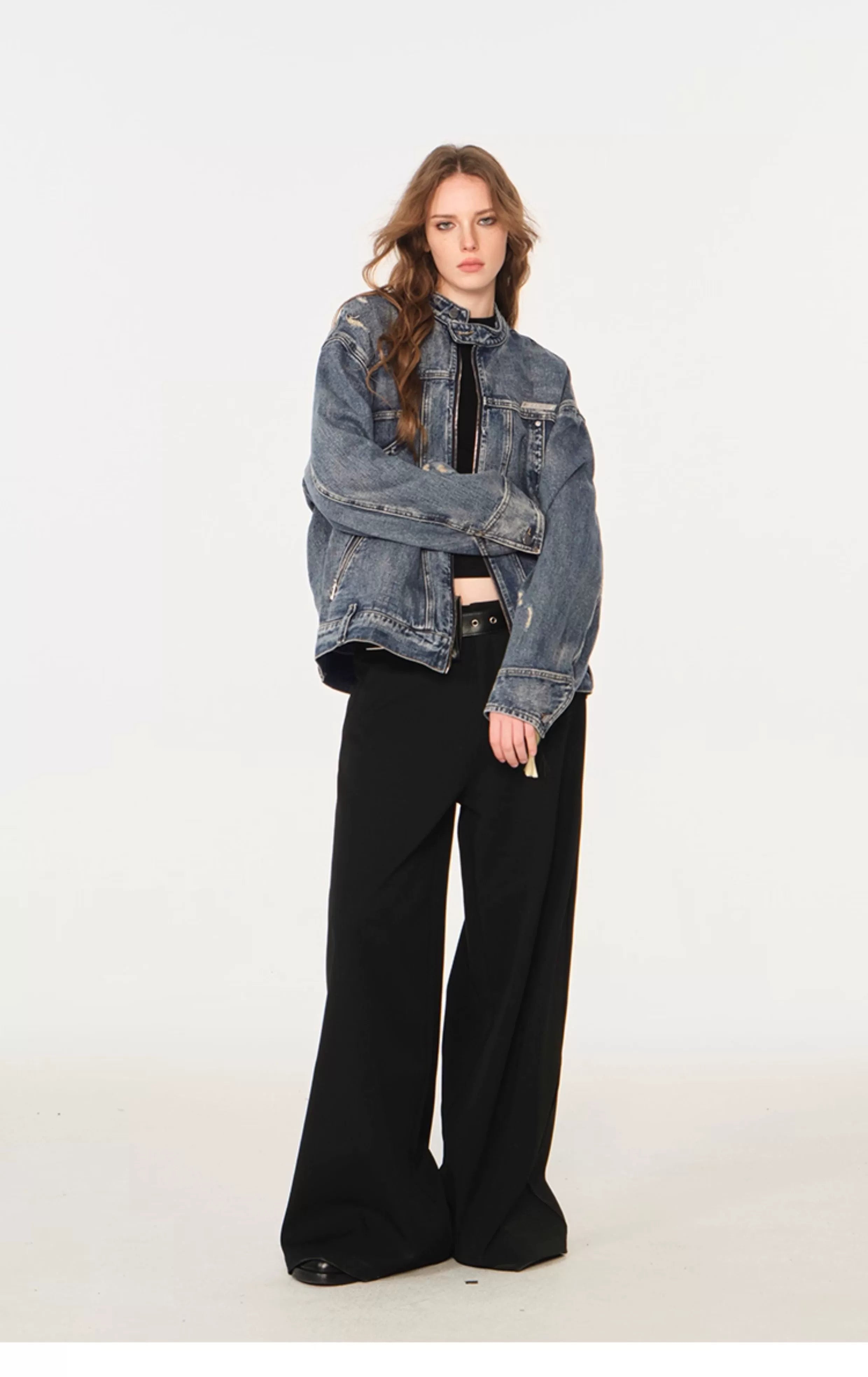 American high street cleanfit flip-flop denim jacket SIN0990