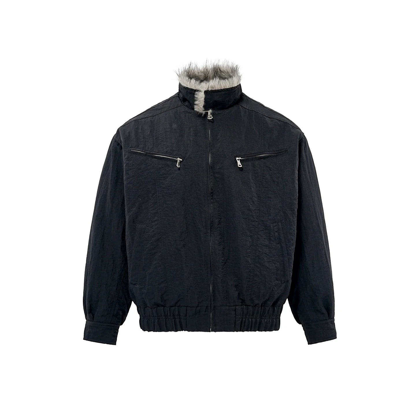 Vintage autumn and winter mountain carving jacket, imitation wolf hair Harrington deconstructed cotton coat for men and women