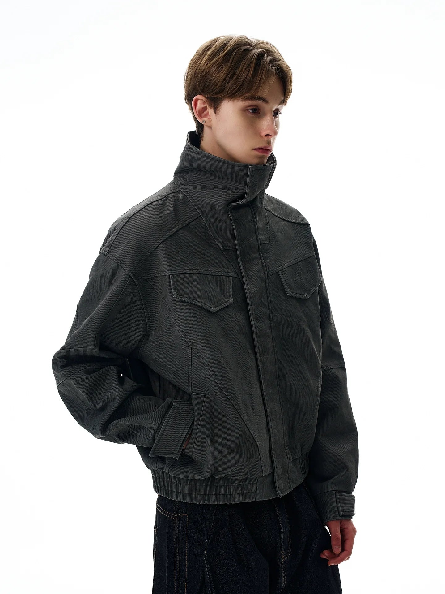 Vintage cleanfit deconstructed cut turtleneck jacket SIN0966