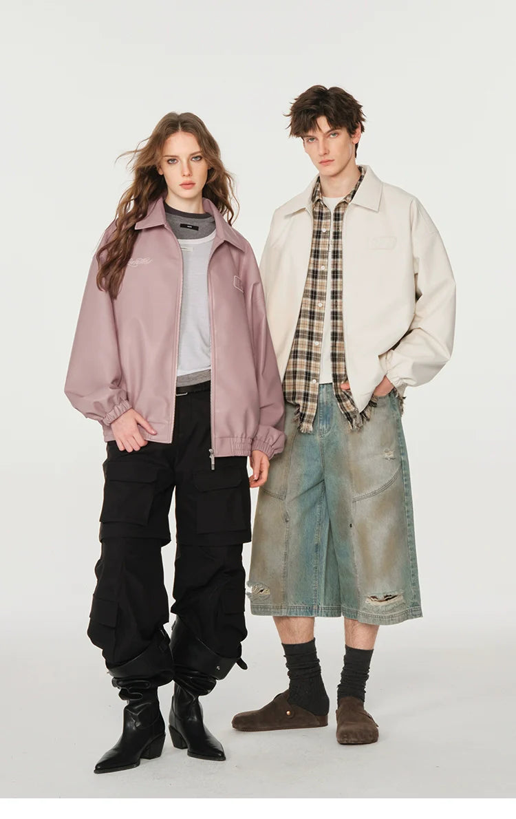 American cleanfit embossed double zipper biker jacket SIN0989