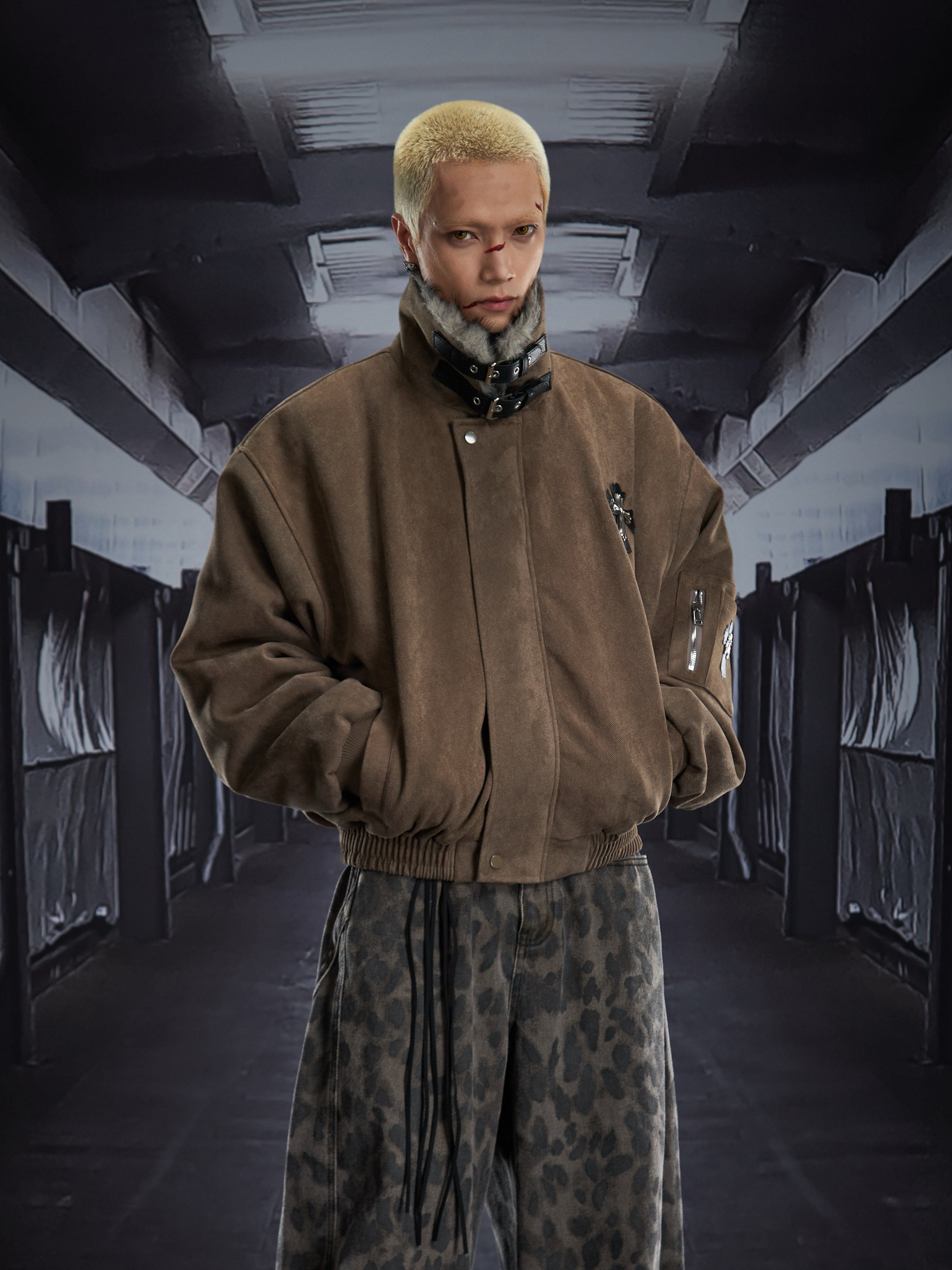 OVERSIZED SUEDE BOMBER JACKET EHW5041