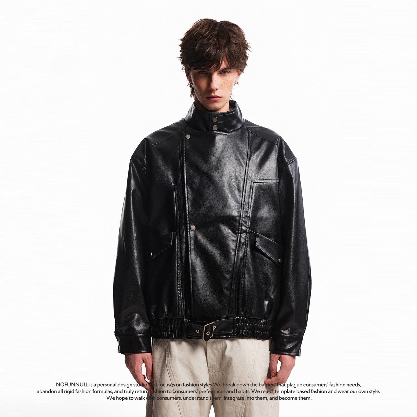 WVINTAGE FAUX LEATHER BOMBER JACKET EHW5046